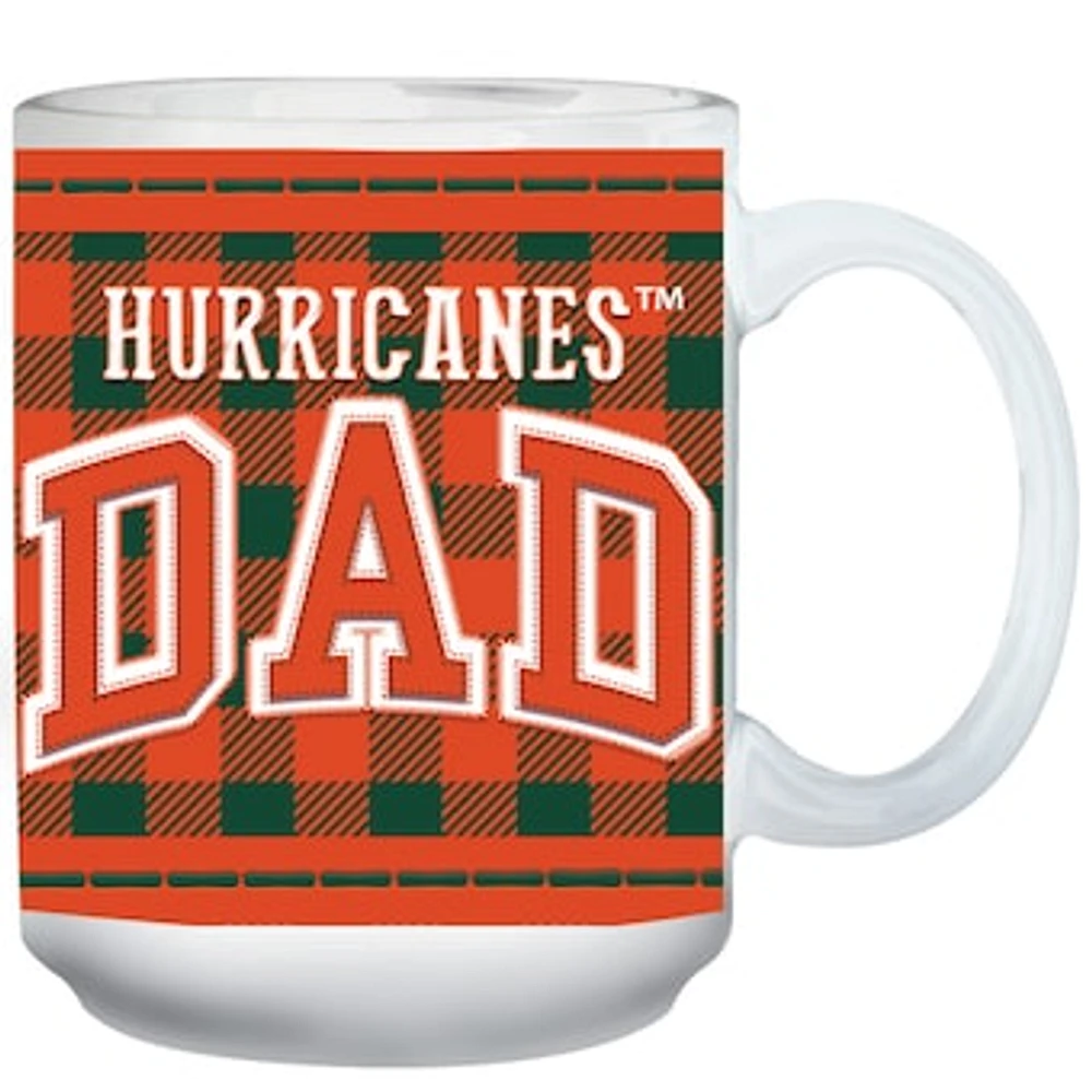 Miami Hurricanes 15oz. Buffalo Plaid Father's Day Mug