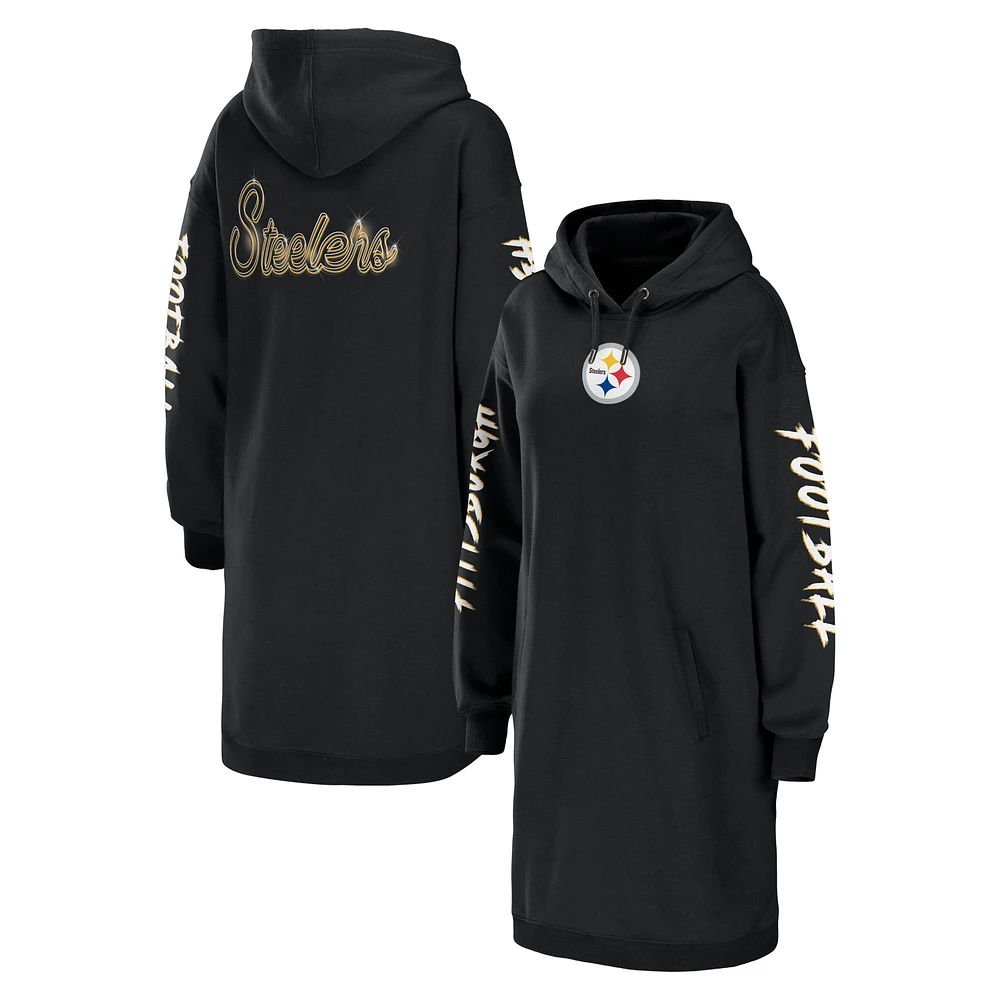 Women's WEAR by Erin Andrews Black Pittsburgh Steelers Hoodie Dress