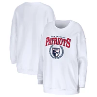 Women's WEAR by Erin Andrews White New England Patriots Oversized Pullover Sweatshirt