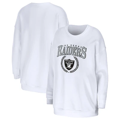 Women's WEAR by Erin Andrews White Las Vegas Raiders Oversized Pullover Sweatshirt