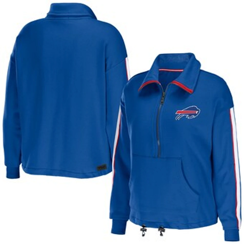 Women's WEAR by Erin Andrews Royal Buffalo Bills Logo Stripe Half-Zip Top