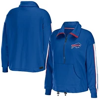 Women's WEAR by Erin Andrews Royal Buffalo Bills Logo Stripe Half-Zip Top