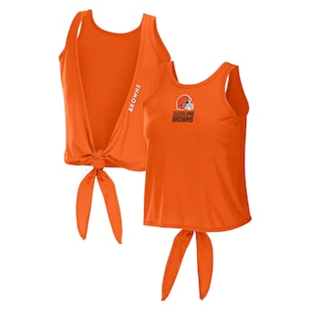 Women's WEAR by Erin Andrews Orange Cleveland Browns Open Back Twist Tie Tank Top