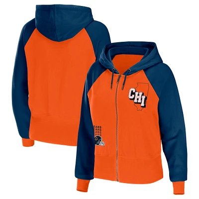 Women's WEAR by Erin Andrews Orange Chicago Bears Colorblock Lightweight Full-Zip Hoodie