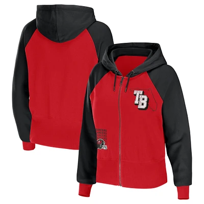 Women's WEAR by Erin Andrews Red Tampa Bay Buccaneers Colorblock Lightweight Full-Zip Hoodie