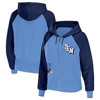 Women's WEAR by Erin Andrews Light Blue Tennessee Titans Colorblock Lightweight Full-Zip Hoodie