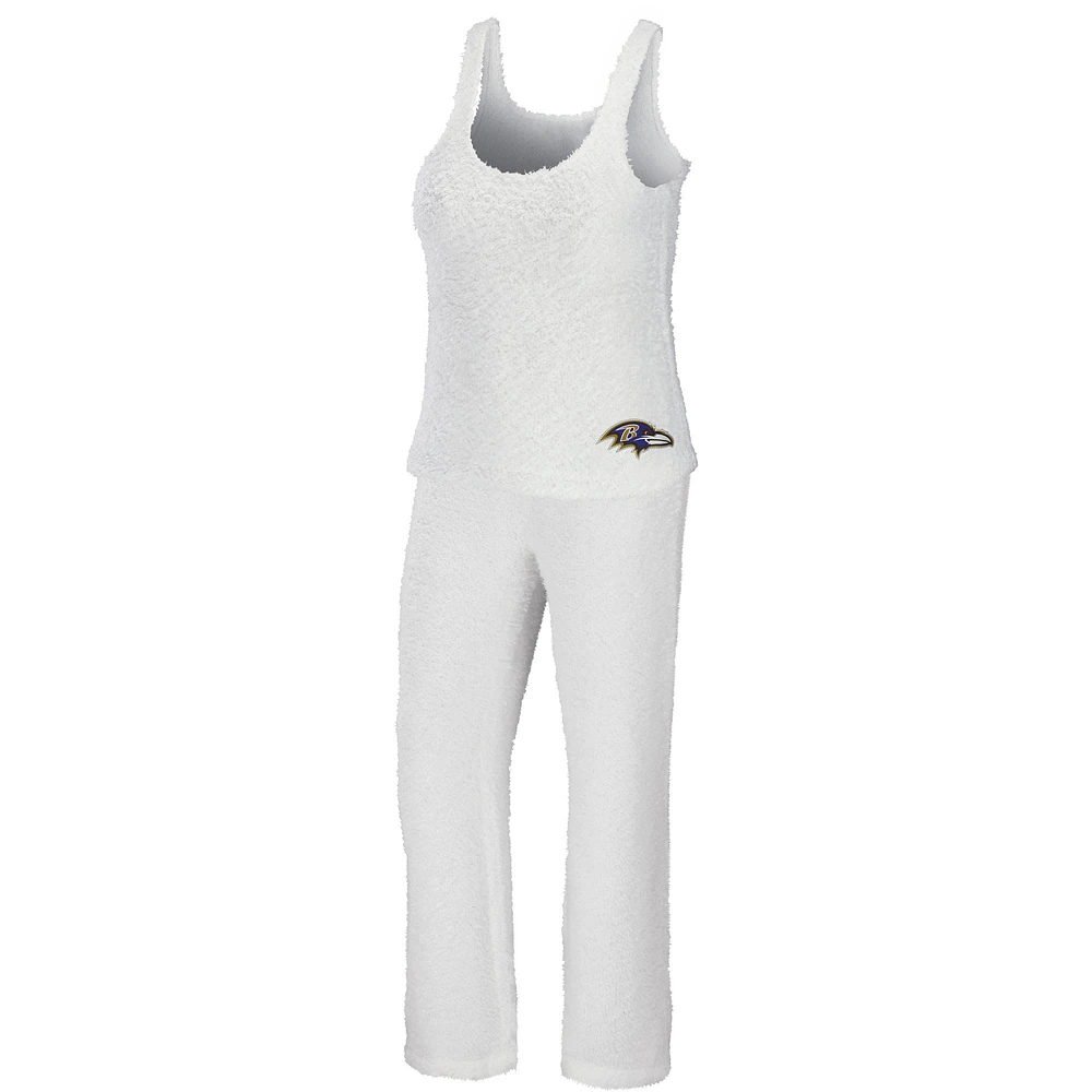 Women's WEAR by Erin Andrews Cream Baltimore Ravens Plus Cozy Scoop Neck Tank Top & Pants Set