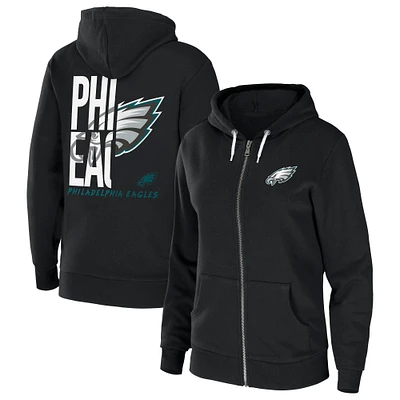 Women's WEAR by Erin Andrews Black Philadelphia Eagles Sponge Fleece Full-Zip Hoodie