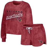 Women's WEAR by Erin Andrews Cardinal Arizona Cardinals Tie-Dye Cropped Pullover Sweatshirt & Shorts Lounge Set