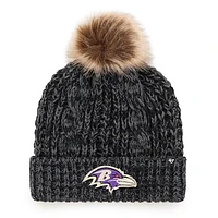 Women's '47 Black Baltimore Ravens Meeko Cuffed Knit Hat with Pom