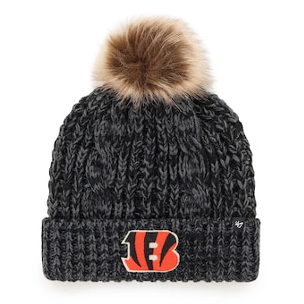 Women's '47 Black Cincinnati Bengals Meeko Cuffed Knit Hat with Pom