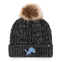 Women's '47 Black Detroit Lions Meeko Cuffed Knit Hat with Pom