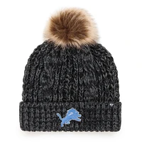 Women's '47 Black Detroit Lions Meeko Cuffed Knit Hat with Pom