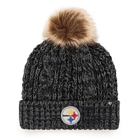 Women's '47 Black Pittsburgh Steelers Meeko Cuffed Knit Hat with Pom