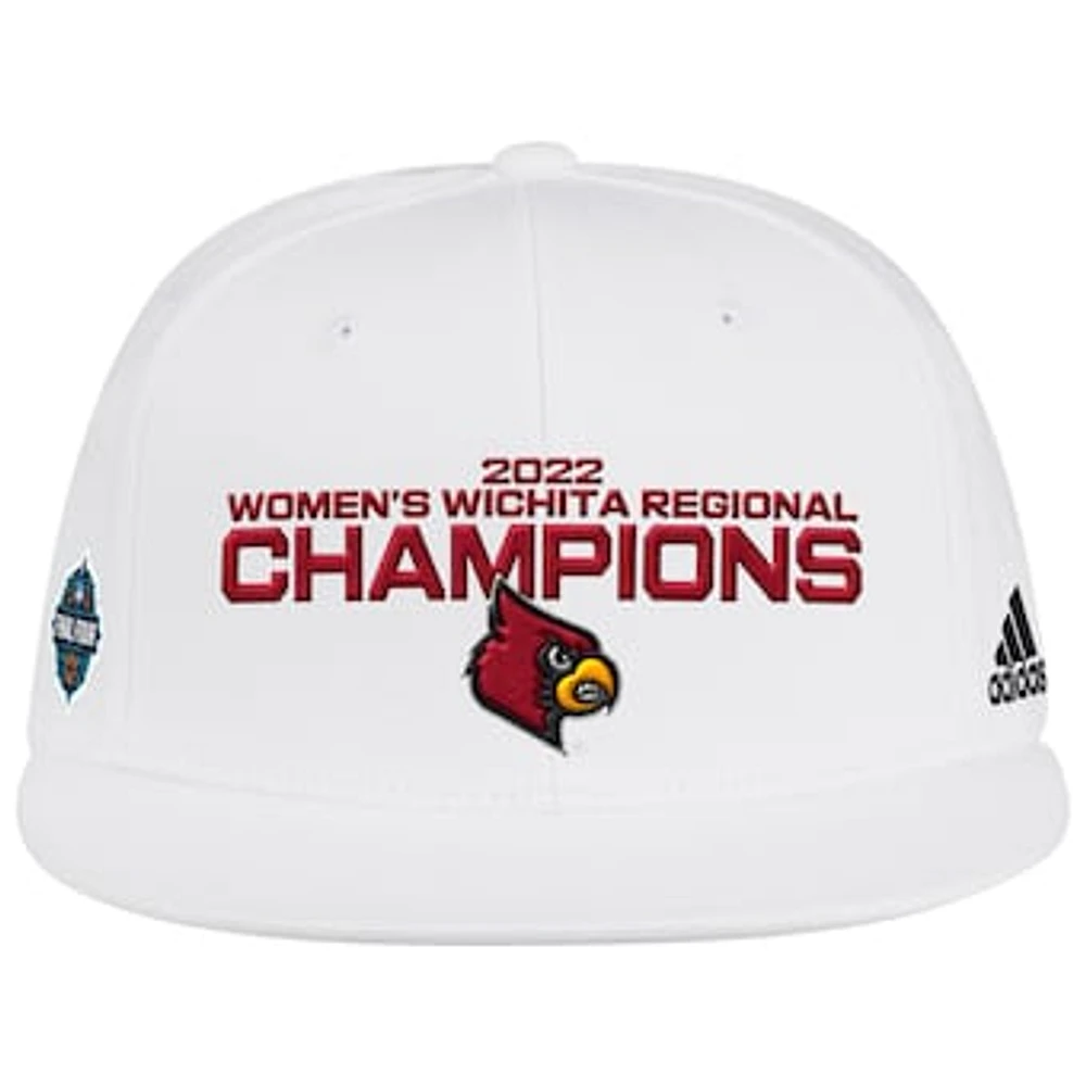 Women's adidas White Louisville Cardinals 2022 NCAA Women's Basketball Tournament March Madness Final Four Regional Champions Locker Room Adjustable Hat