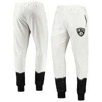 Men's FISSL Oatmeal Brooklyn Nets Double Dribble Tie-Dye Fleece Jogger Pants