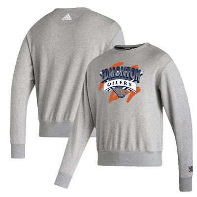 Men's adidas Gray Edmonton Oilers Reverse Retro 2.0 - Attack Triangle Pullover Sweatshirt