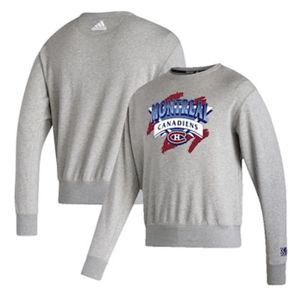 Men's adidas Gray Montreal Canadiens Reverse Retro 2.0 - Attack Triangle Pullover Sweatshirt