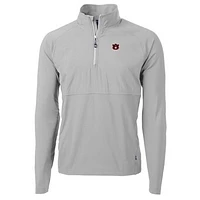 Men's Cutter & Buck Silver Auburn Tigers Adapt Eco Knit Hybrid Recycled Quarter-Zip Pullover Top