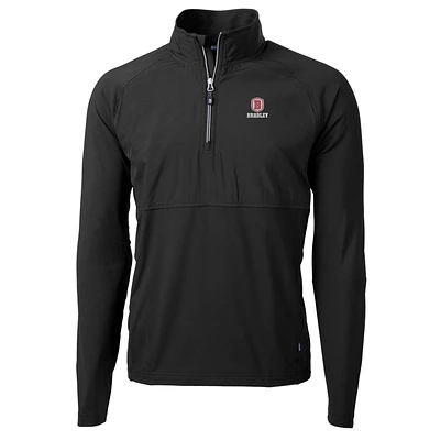 Men's Cutter & Buck Black Bradley Braves Adapt Eco Knit Hybrid Recycled Quarter-Zip Pullover Top
