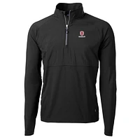 Men's Cutter & Buck Black Bradley Braves Adapt Eco Knit Hybrid Recycled Quarter-Zip Pullover Top