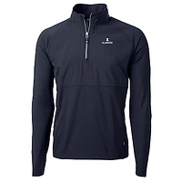 Men's Cutter & Buck Navy Illinois Fighting Illini Adapt Eco Knit Hybrid Recycled Quarter-Zip Pullover Top