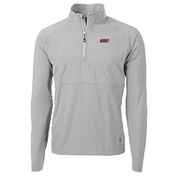 Men's Cutter & Buck Silver UIC Flames Adapt Eco Knit Hybrid Recycled Quarter-Zip Pullover Top