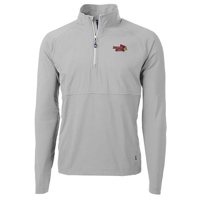Men's Cutter & Buck Silver Illinois State Redbirds Adapt Eco Knit Hybrid Recycled Quarter-Zip Pullover Top