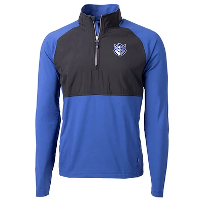 Men's Cutter & Buck Black Saint Louis Billikens Adapt Eco Knit Hybrid Recycled Quarter-Zip Pullover Top