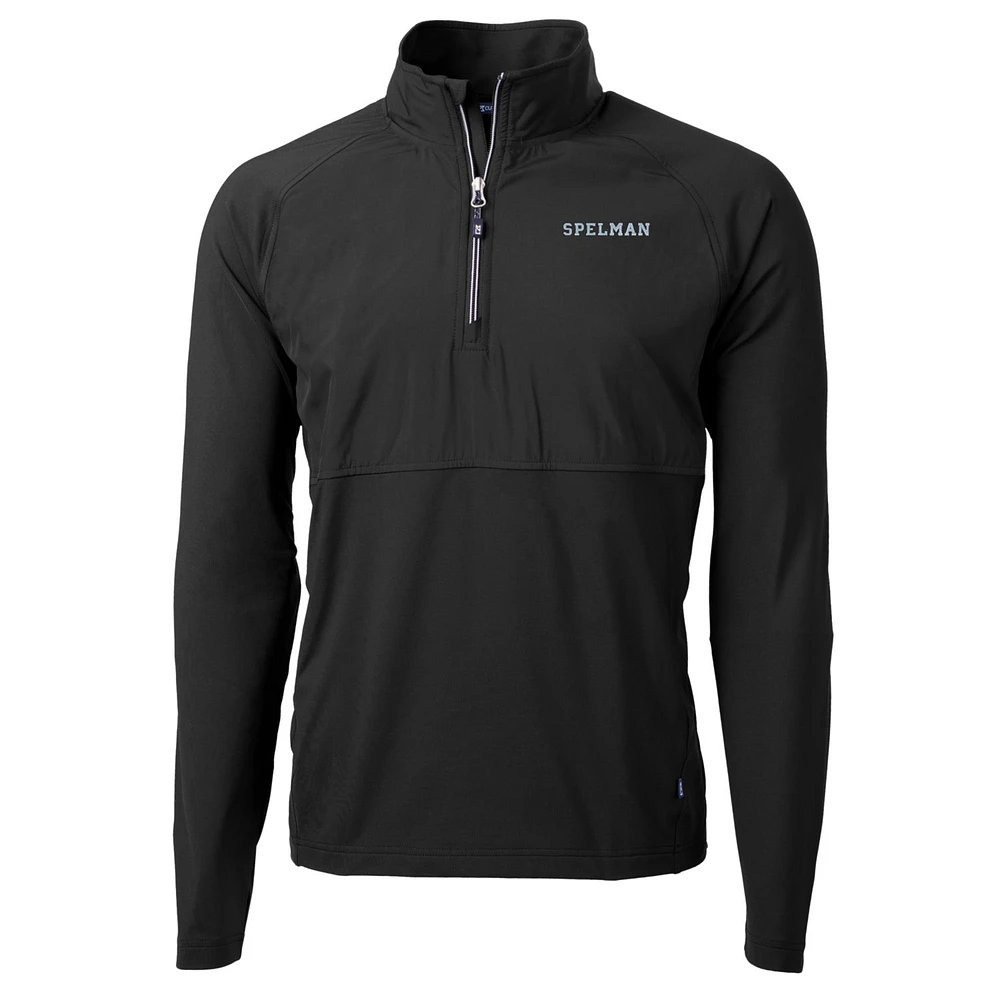 Men's Cutter & Buck Black Spelman College Jaguars Adapt Eco Knit Hybrid Recycled Quarter-Zip Pullover Top