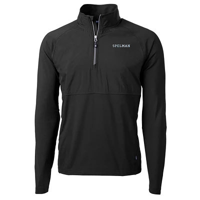 Men's Cutter & Buck Black Spelman College Jaguars Adapt Eco Knit Hybrid Recycled Quarter-Zip Pullover Top