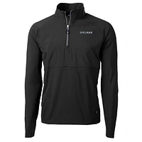 Men's Cutter & Buck Black Spelman College Jaguars Adapt Eco Knit Hybrid Recycled Quarter-Zip Pullover Top