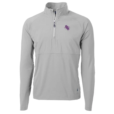 Men's Cutter & Buck Silver Stephen F Austin Lumberjacks Adapt Eco Knit Hybrid Recycled Quarter-Zip Pullover Top