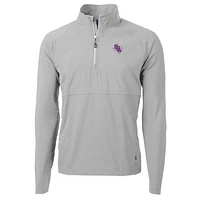 Men's Cutter & Buck Silver Stephen F Austin Lumberjacks Adapt Eco Knit Hybrid Recycled Quarter-Zip Pullover Top