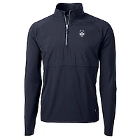 Men's Cutter & Buck Navy UConn Huskies Adapt Eco Knit Hybrid Recycled Quarter-Zip Pullover Top
