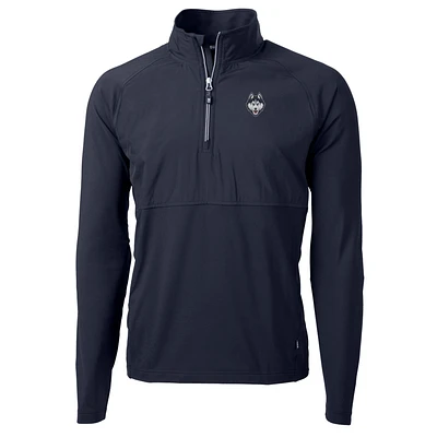 Men's Cutter & Buck Navy UConn Huskies Adapt Eco Knit Hybrid Recycled Quarter-Zip Pullover Top