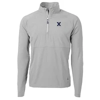 Men's Cutter & Buck Silver Xavier Musketeers Adapt Eco Knit Hybrid Recycled Quarter-Zip Pullover Top