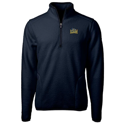 Men's Cutter & Buck Navy Drexel Dragons Team Logo Cascade Eco Sherpa Fleece Quarter-Zip Pullover Jacket