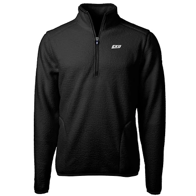 Men's Cutter & Buck Black Eastern Kentucky Colonels Team Logo Cascade Eco Sherpa Fleece Quarter-Zip Pullover Jacket