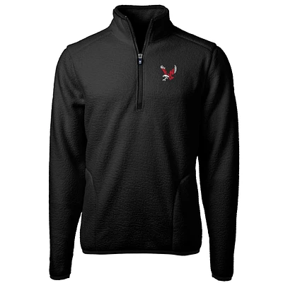 Men's Cutter & Buck Black Eastern Washington Eagles Team Logo Cascade Eco Sherpa Fleece Quarter-Zip Pullover Jacket