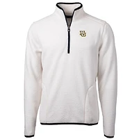 Men's Cutter & Buck Cream Marquette Golden Eagles Team Logo Cascade Eco Sherpa Fleece Quarter-Zip Pullover Jacket
