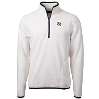 Men's Cutter & Buck Cream Marquette Golden Eagles Team Logo Cascade Eco Sherpa Fleece Quarter-Zip Pullover Jacket