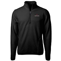 Men's Cutter & Buck Black Santa Clara Broncos Team Logo Cascade Eco Sherpa Fleece Quarter-Zip Pullover Jacket