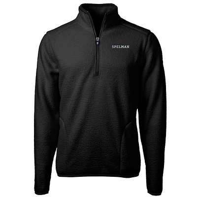 Men's Cutter & Buck Black Spelman College Jaguars Team Logo Cascade Eco Sherpa Fleece Quarter-Zip Pullover Jacket