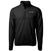 Men's Cutter & Buck Black Spelman College Jaguars Team Logo Cascade Eco Sherpa Fleece Quarter-Zip Pullover Jacket