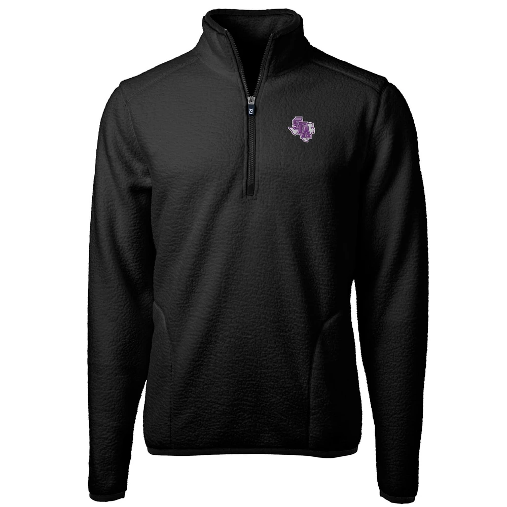 Men's Cutter & Buck Stephen F Austin Lumberjacks Team Logo Cascade Eco Sherpa Fleece Quarter-Zip Pullover Jacket