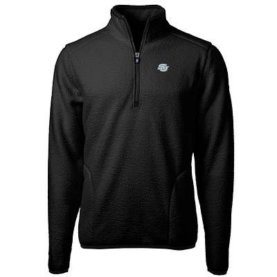 Men's Cutter & Buck Black Southern University Jaguars Team Logo Cascade Eco Sherpa Fleece Quarter-Zip Pullover Jacket