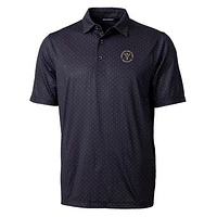 Men's Cutter & Buck Black Virginia Military Institute Keydets Pike Double Dot Print Stretch Polo