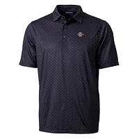 Men's Cutter & Buck Black San Diego State Aztecs Pike Double Dot Print Stretch Polo