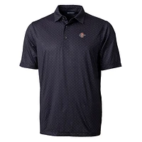 Men's Cutter & Buck Black San Diego State Aztecs Pike Double Dot Print Stretch Polo